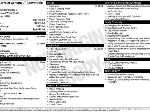 Used 2014 Chevrolet Camaro LT w/ RS Package RWD image 1