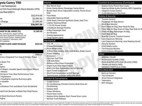 Used 2022 Toyota Camry TRD w/ TRD Package w/JBL Audio FWD image 29