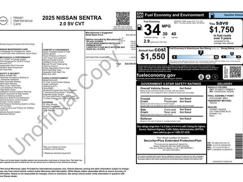 Used 2025 Nissan Sentra SV FWD image 3