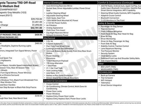 Used 2023 Toyota Tacoma TRD Off-Road w/ Black Out Package (TMS) AWD/4WD image 49