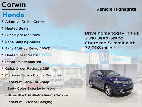 Used 2018 Jeep Grand Cherokee Summit AWD/4WD image 6