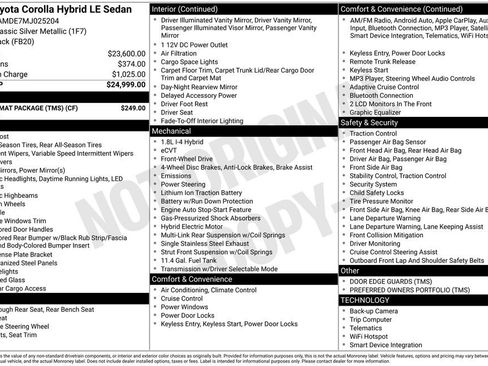 Used 2021 Toyota Corolla LE w/ Carpet Mat Package (TMS) image 17