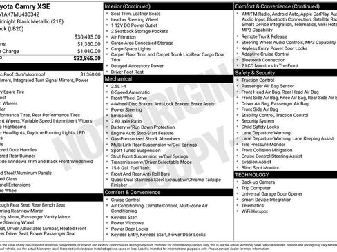 Used 2021 Toyota Camry XSE image 2