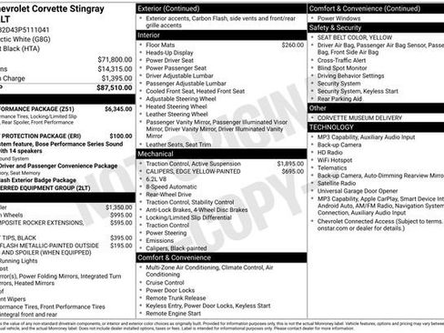 Used 2023 Chevrolet Corvette Stingray Preferred Cpe w/ Z51 Performance Package RWD image 10