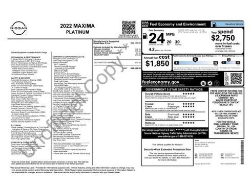 Used 2022 Nissan Maxima Platinum w/ Sport Mat Group image 7