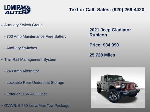 Used 2021 Jeep Gladiator Rubicon w/ Dual Top Group AWD/4WD image 39