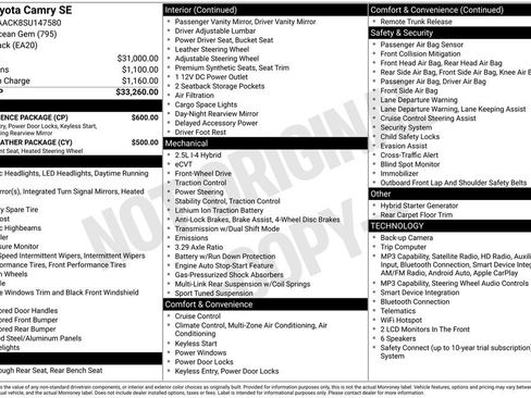 Used 2025 Toyota Camry SE w/ Convenience Package FWD image 38