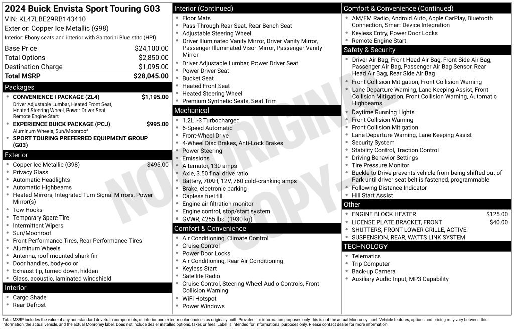 Used 2024 Buick Envista Sport Touring w/ Convenience I Package FWD image 44