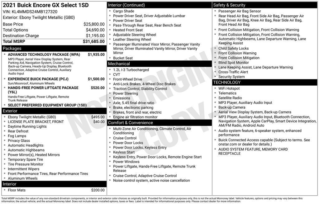Used 2021 Buick Encore GX Select w/ Advanced Technology Package FWD image 36