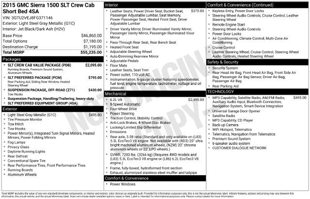 Used 2015 GMC Sierra 1500 SLT w/ SLT Crew Cab Value Package AWD/4WD image 12