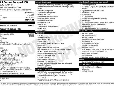 Used 2020 Buick Enclave Preferred w/ LPO, Floor Liner Package image 5