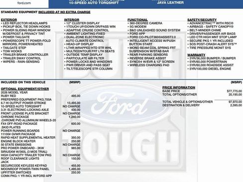 New 2026 Ford F250 King Ranch w/ Chrome Package image 2
