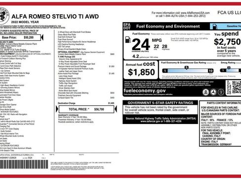 Used 2022 Alfa Romeo Stelvio Ti AWD/4WD image 3
