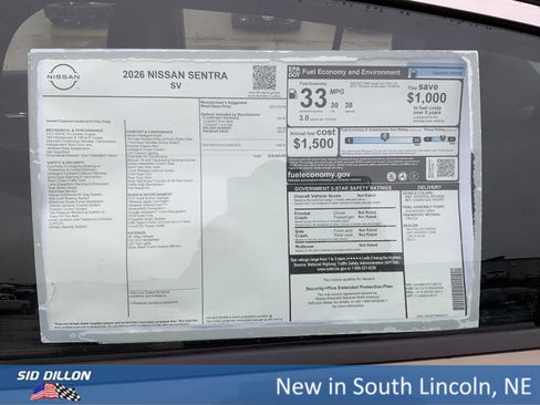 New 2026 Nissan Sentra SV w/ Floor Mat Package image 13