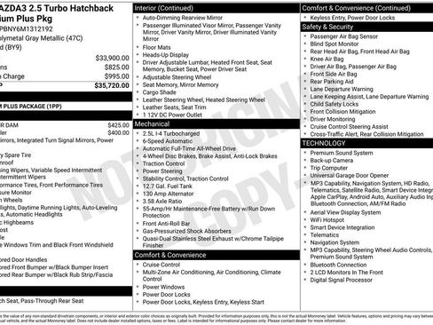 Used 2021 MAZDA MAZDA3 Hatchback w/Premium Plus Pkg AWD/4WD image 4