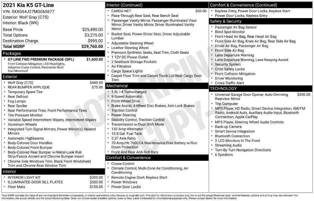Used 2021 Kia K5 GT-Line w/ GT-Line FWD Premium Package image 3