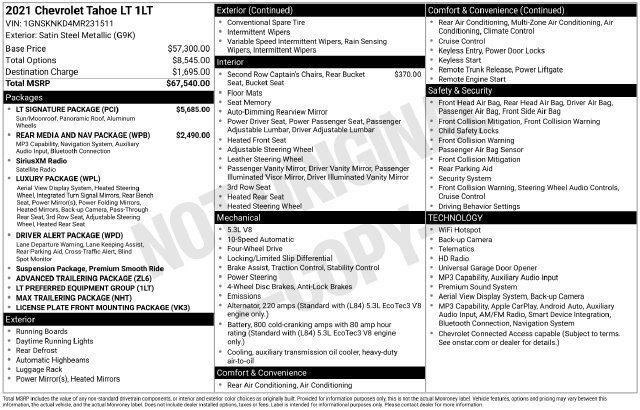 Used 2021 Chevrolet Tahoe LT w/ LT Signature Package AWD/4WD image 39