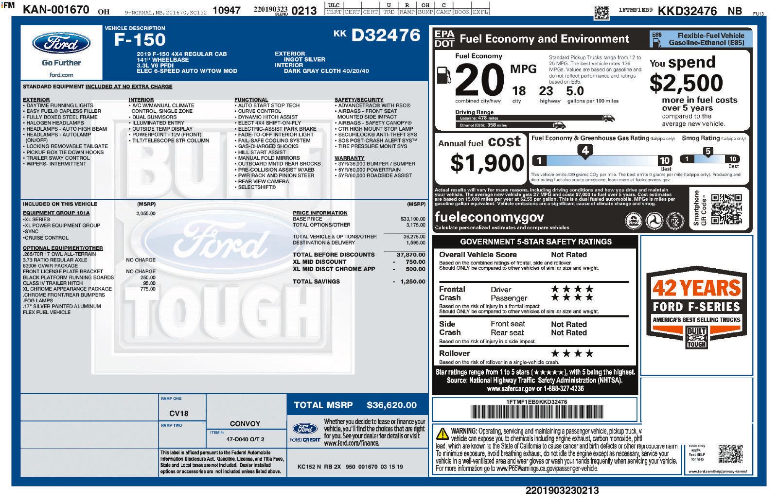 Used 2019 Ford F150 XL w/ Equipment Group 101A Mid AWD/4WD image 30