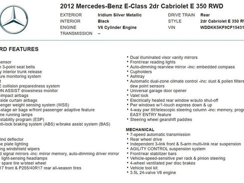 Used 2012 Mercedes-Benz E 350 Cabriolet image 15