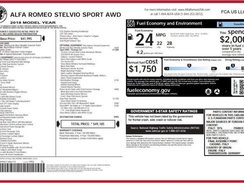 Used 2018 Alfa Romeo Stelvio Sport w/ Quick Order Package 22J Sport AWD/4WD image 5