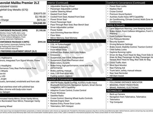 Used 2017 Chevrolet Malibu Premier w/ Driver Confidence Package FWD image 2