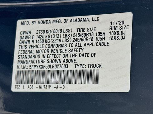 Used 2020 Honda Ridgeline RTL image 12