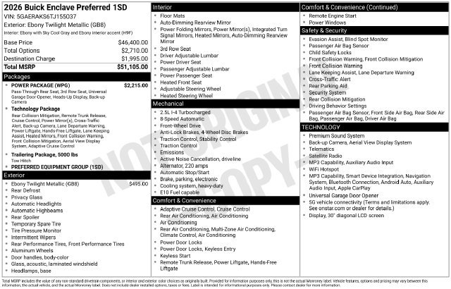 Used 2026 Buick Enclave Preferred w/ Power Package FWD image 7
