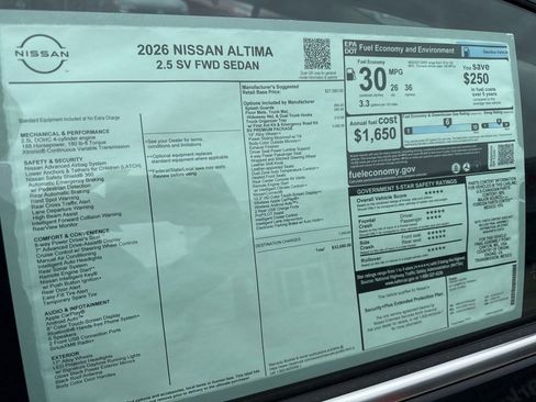 New 2026 Nissan Altima 2.5 SV w/ SV Premium Package FWD image 33