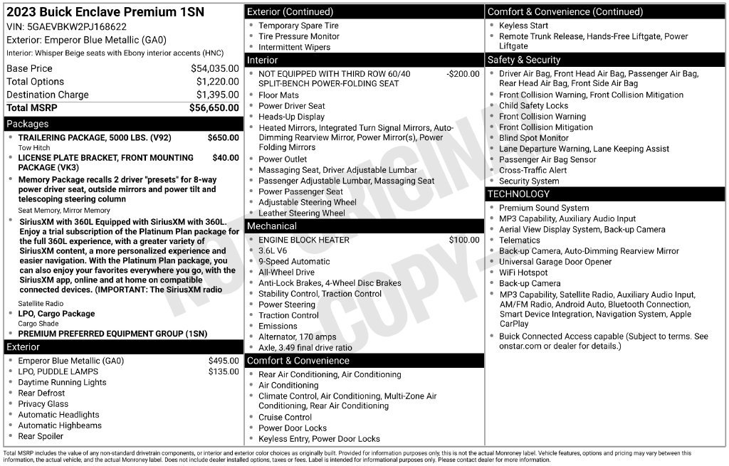 Used 2023 Buick Enclave Premium w/ Trailering Package, 5000 lbs. AWD/4WD image 7