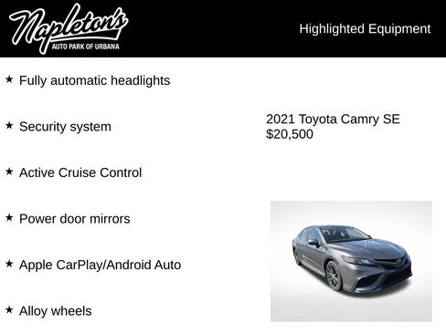 Used 2021 Toyota Camry SE w/ Carpet Mat Package (TMS) image 6