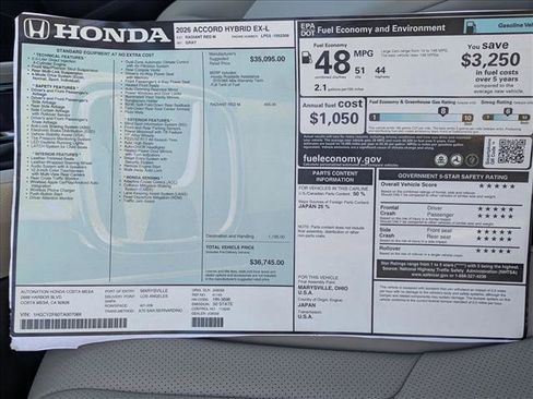 New 2026 Honda Accord EX-L image 18
