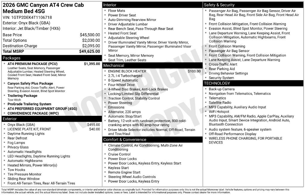 Used 2026 GMC Canyon AT4 w/ AT4 Premium Package AWD/4WD image 1