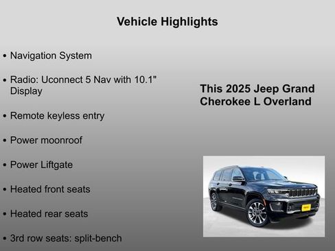 New 2025 Jeep Grand Cherokee L Overland image 5