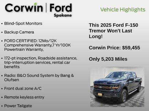 Certified 2025 Ford F150 Tremor w/ Bed Utility Package AWD/4WD image 7