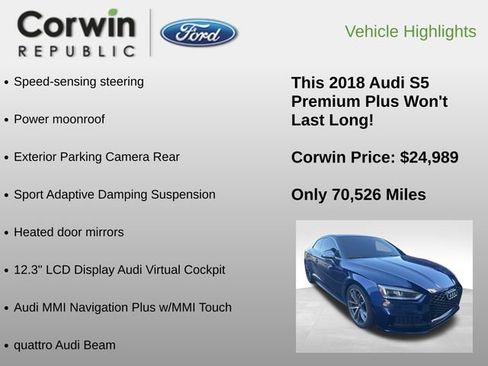 Used 2018 Audi S5 Premium Plus w/ Navigation Package image 12