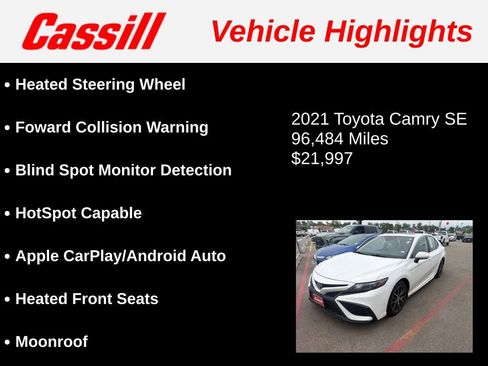 Used 2021 Toyota Camry SE w/ Cold Weather Package FWD image 3