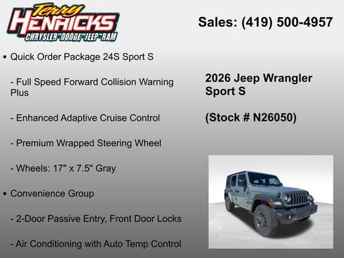 New 2026 Jeep Wrangler Unlimited Sport AWD/4WD image 23