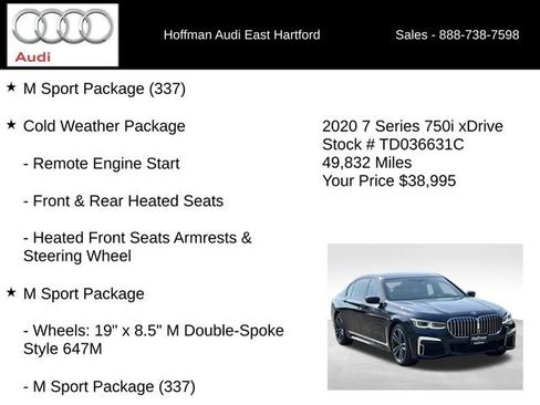 Used 2020 BMW 750i xDrive w/ Executive Package AWD/4WD image 6