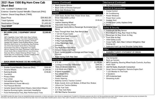 Used 2021 RAM 1500 Big Horn RWD image 2