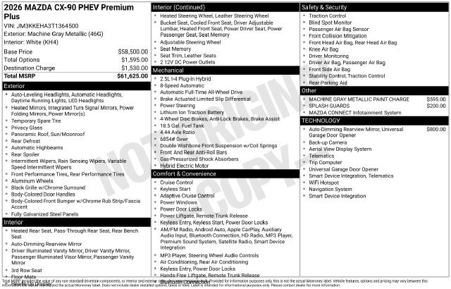 Certified 2026 MAZDA CX-90 Plug-In Hybrid w/ Premium Plus AWD/4WD image 5
