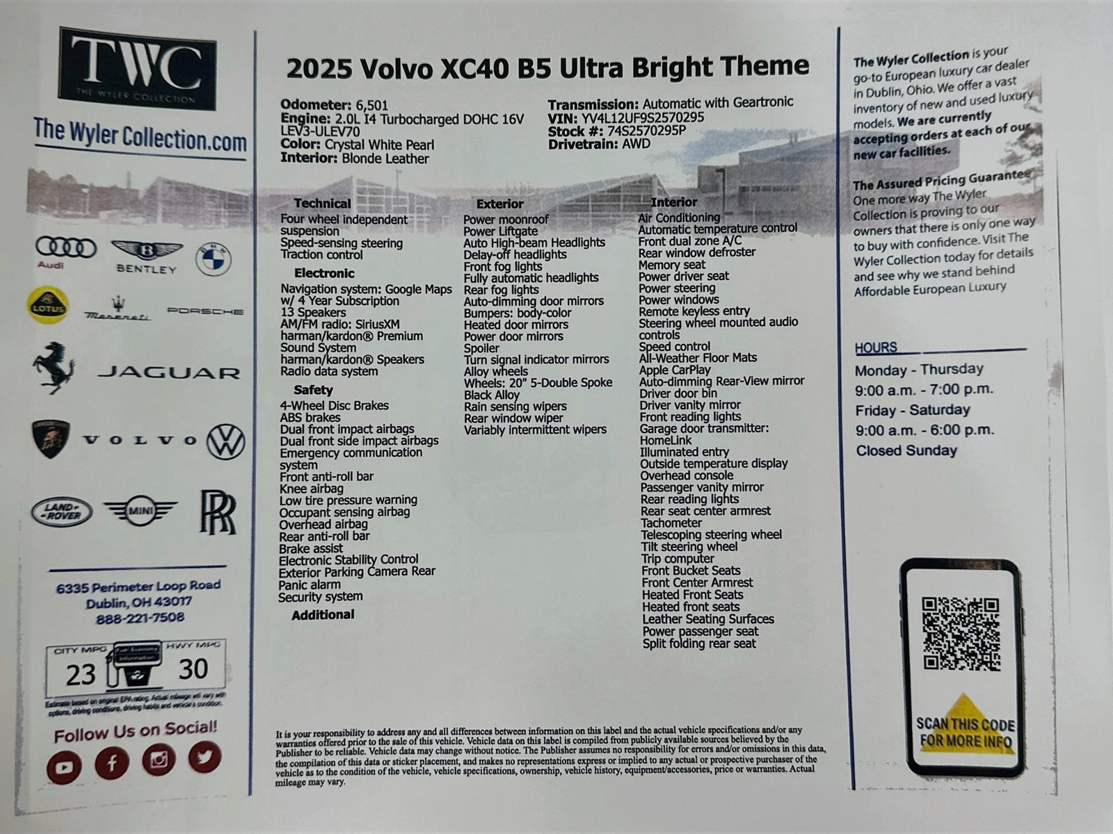 Certified 2025 Volvo XC40 B5 Ultra w/ Protection Package AWD/4WD image 46