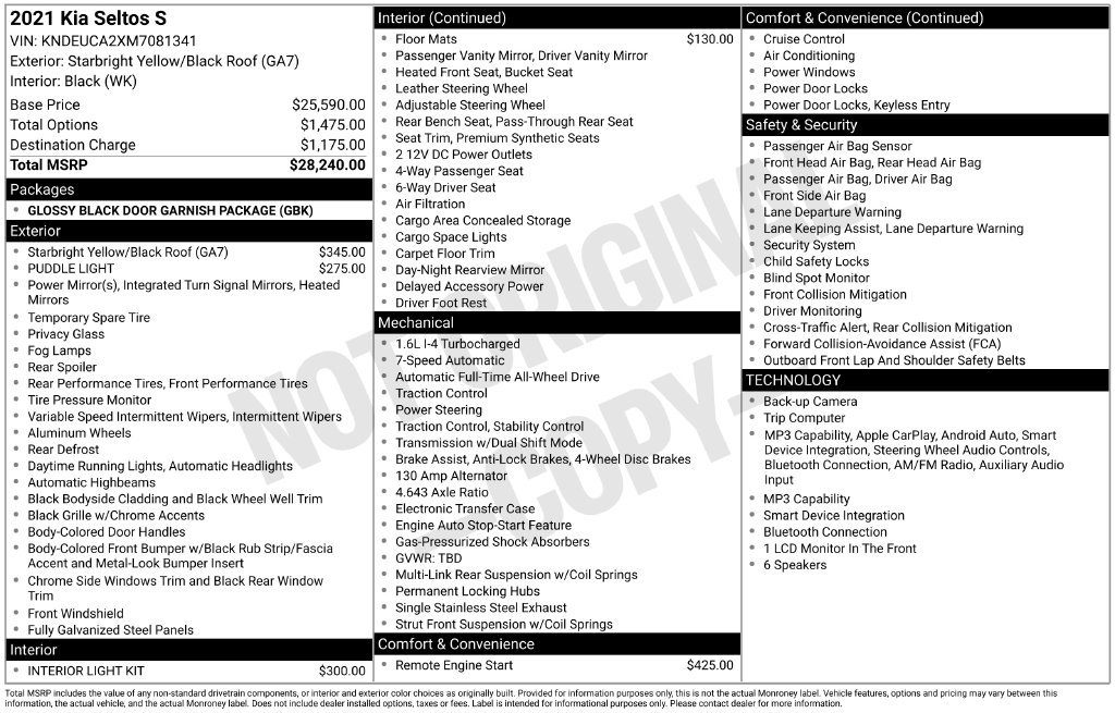 Certified 2021 Kia Seltos S AWD/4WD image 7