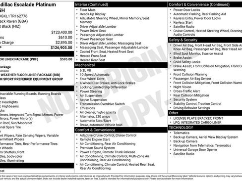 Used 2026 Cadillac Escalade Platinum Sport w/ LPO, Floor Liner Package image 47