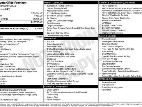 Used 2023 Toyota GR86 Premium w/ ALL Weather Mat Package (TMS) image 28