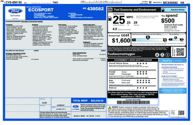 Certified 2021 Ford EcoSport S AWD/4WD image 35