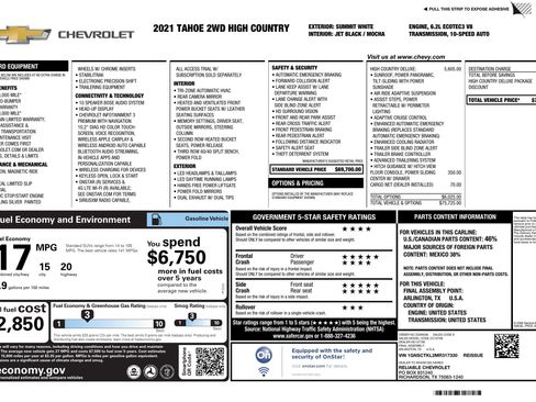 Used 2021 Chevrolet Tahoe High Country image 2