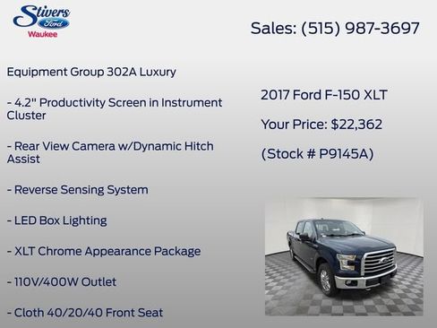 Used 2017 Ford F150 XLT w/ Equipment Group 302A Luxury AWD/4WD image 16
