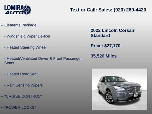 Used 2022 Lincoln Corsair AWD w/ Elements Package image 14