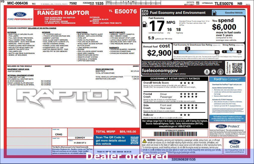 New 2026 Ford Ranger Raptor AWD/4WD image 1
