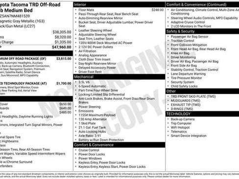 Used 2022 Toyota Tacoma TRD Off-Road w/ TRD Premium Off Road Package AWD/4WD image 38